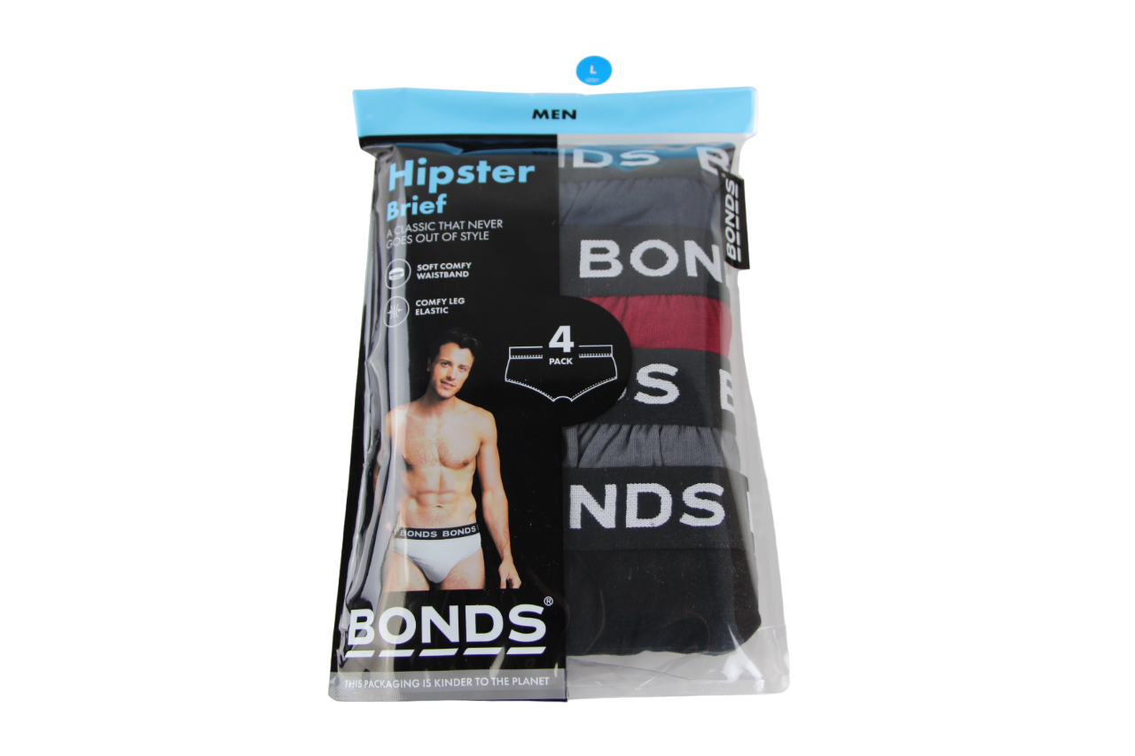 Bonds Men's Hipster Briefs Multicoloured with Black Band - Pack of 16