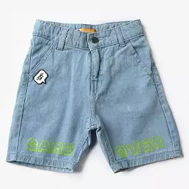 Boys Denim Shorts in Light Blue, Rigid Material - Game Over