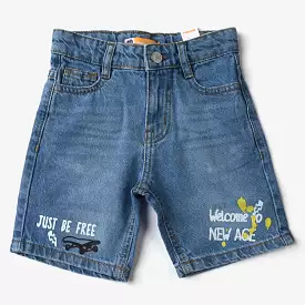 Boys Stretch Denim Shorts - Light Blue