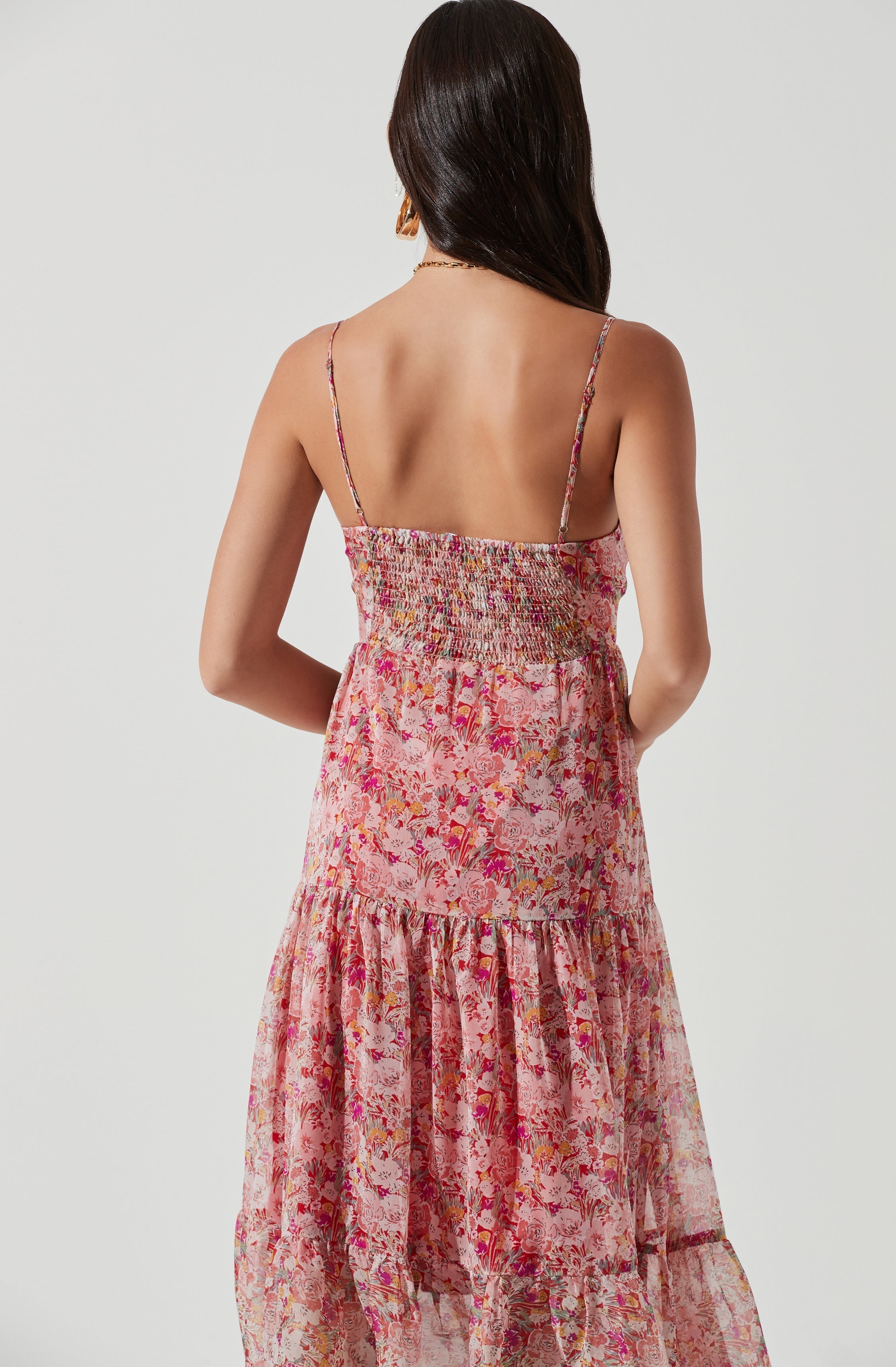 Brandy Floral Maxi Dress with Cinched Front Cutout