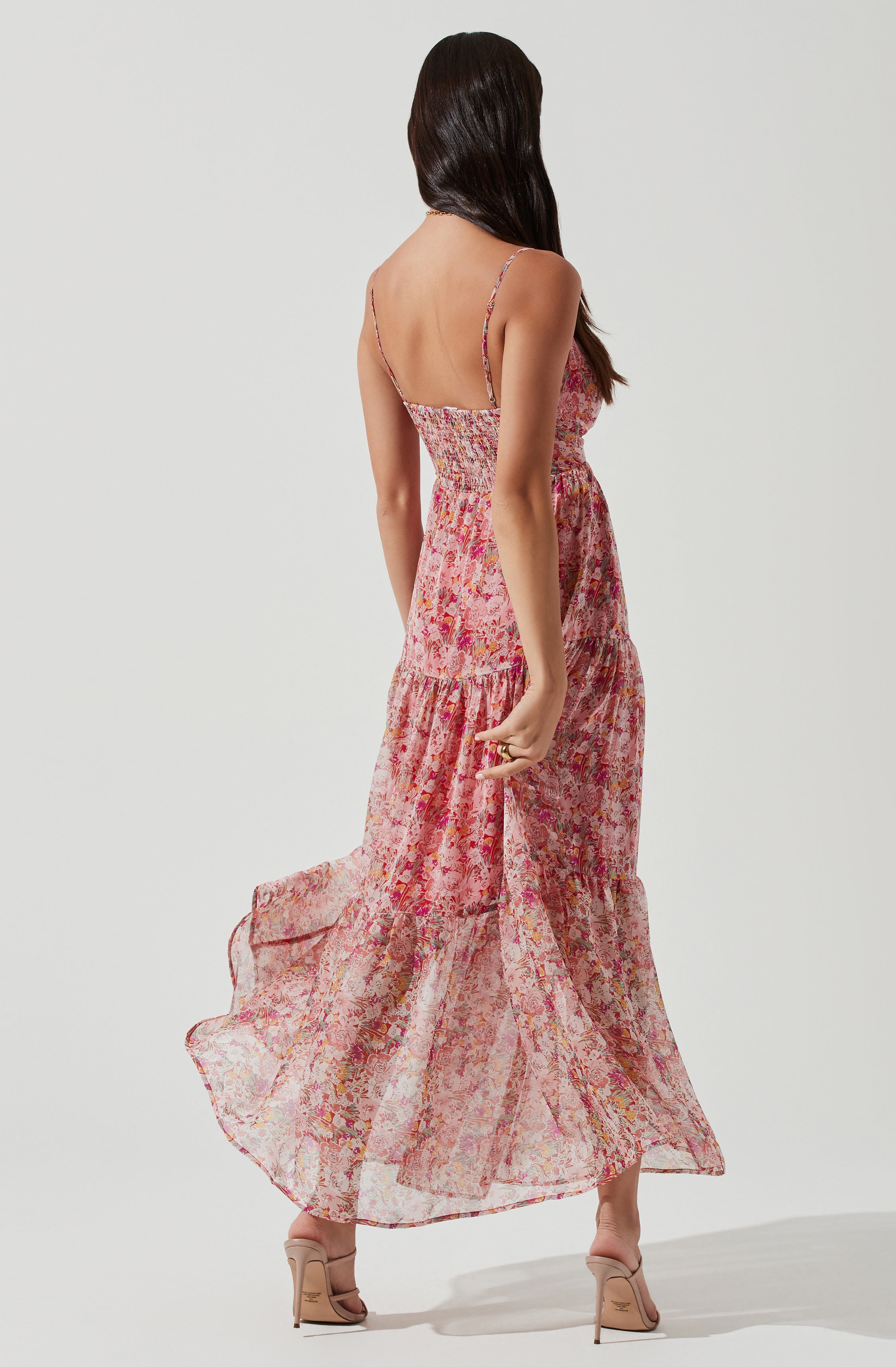 Brandy Floral Maxi Dress with Cinched Front Cutout