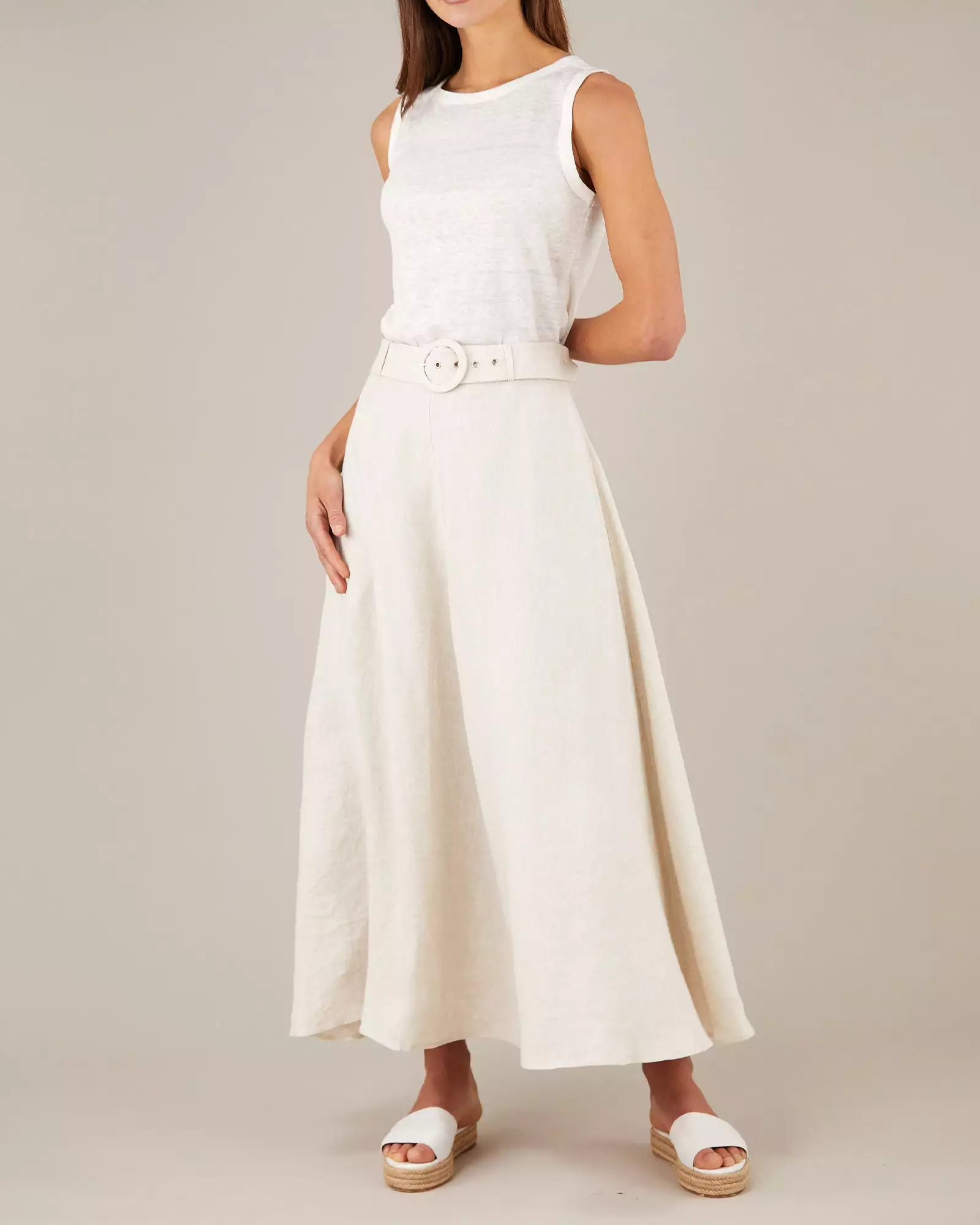 Bridgette Natural Linen Maxi Skirt