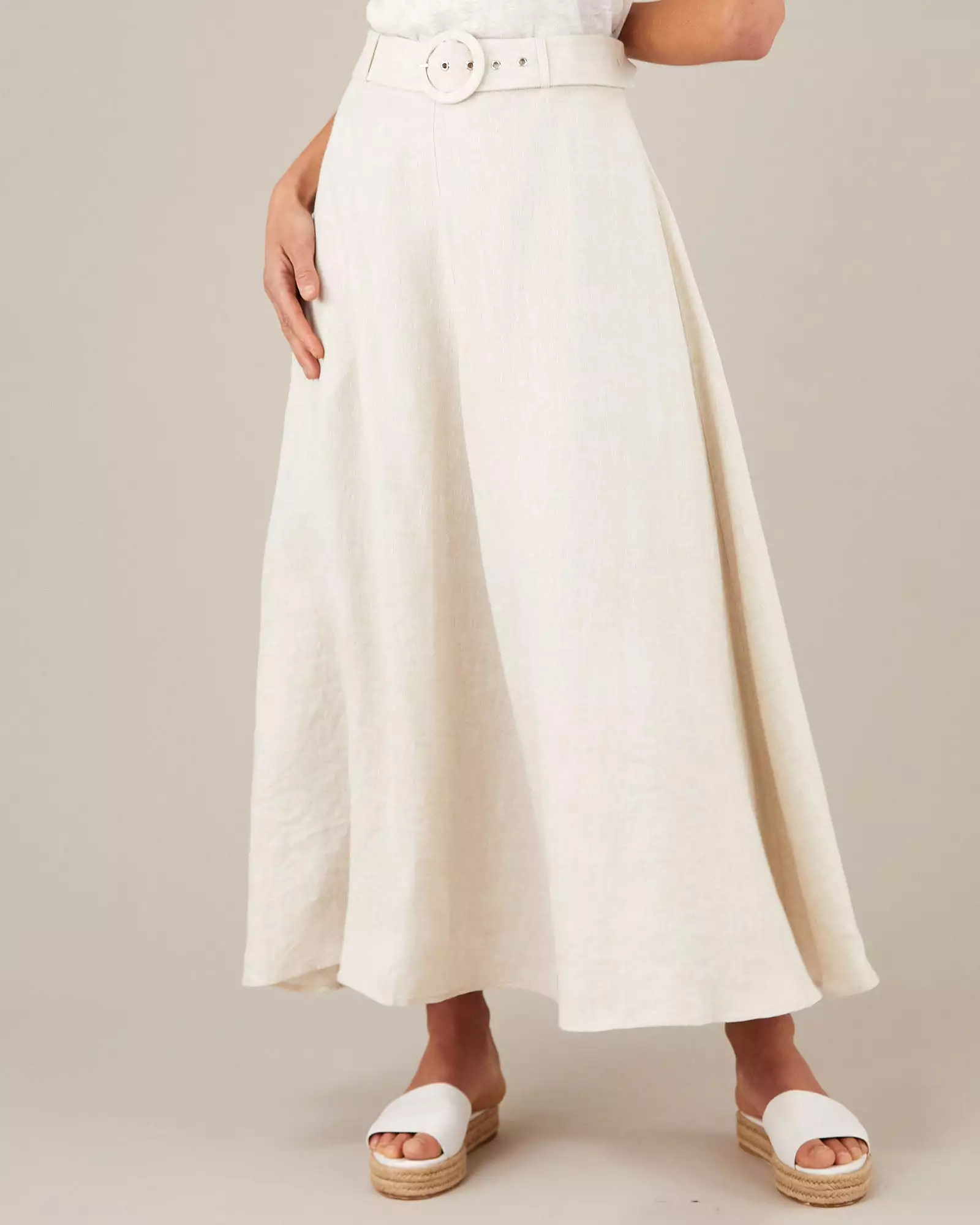 Bridgette Natural Linen Maxi Skirt