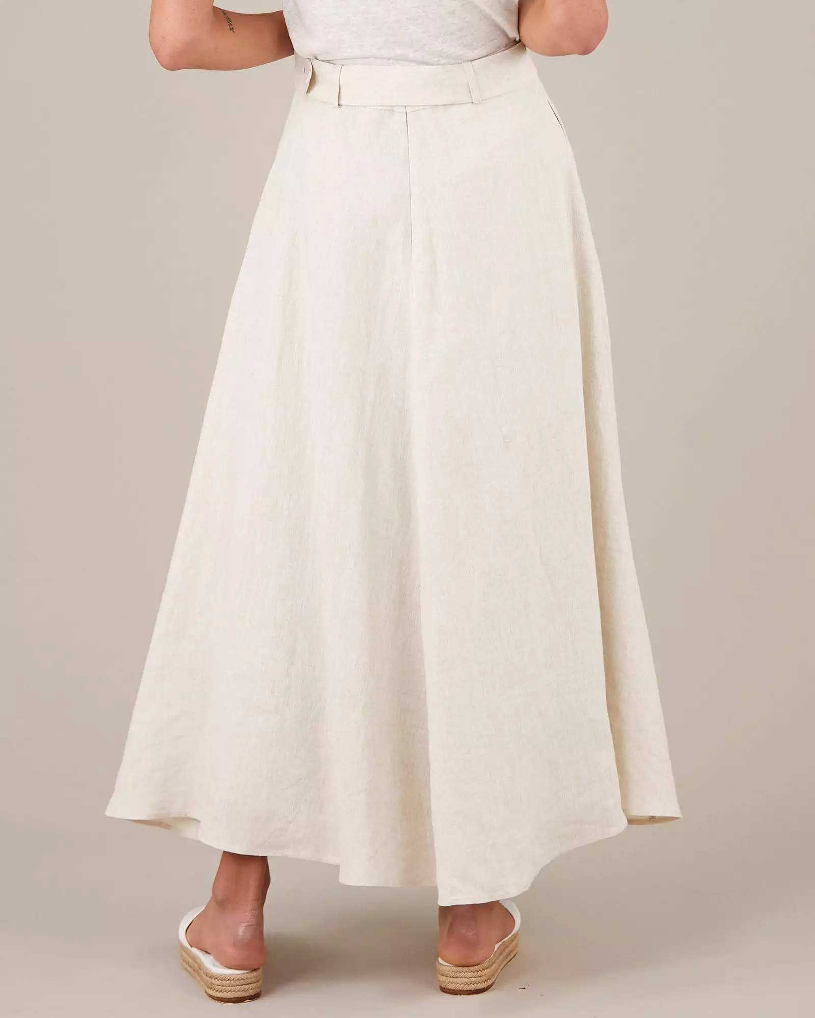 Bridgette Natural Linen Maxi Skirt