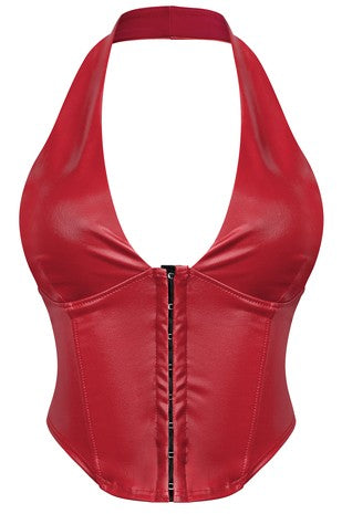 Britnee halter leather crop top - sleeveless corset style | Best Prices & Discounts | Shop Now