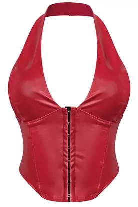 Britnee halter leather crop top - sleeveless corset style | Best Prices & Discounts | Shop Now