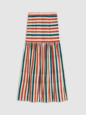 Brown Green Cornelia Ikat Striped Maxi Skirt.