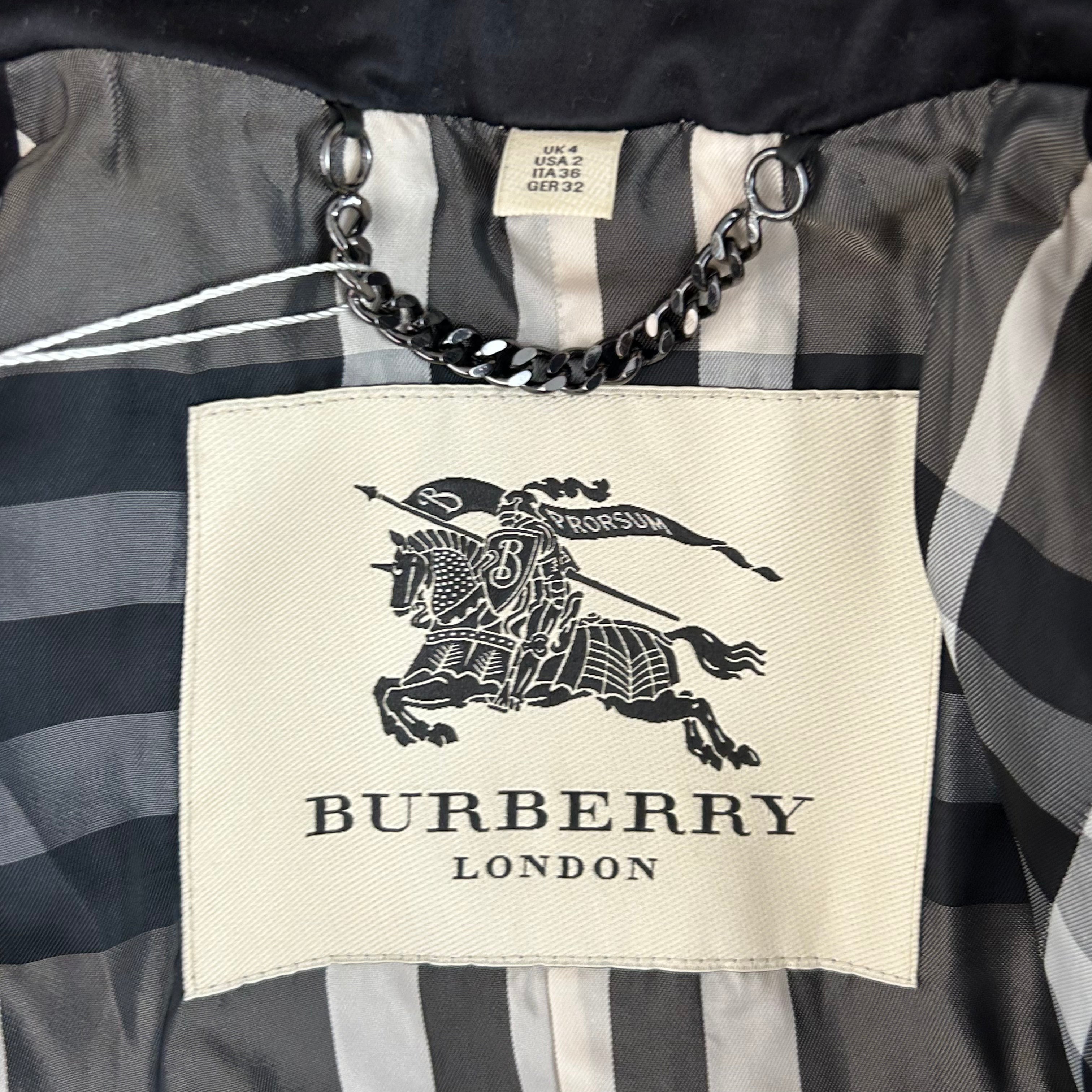 Burberry Black Classic Kensington Trench Coat - Brand New 1790, XXS