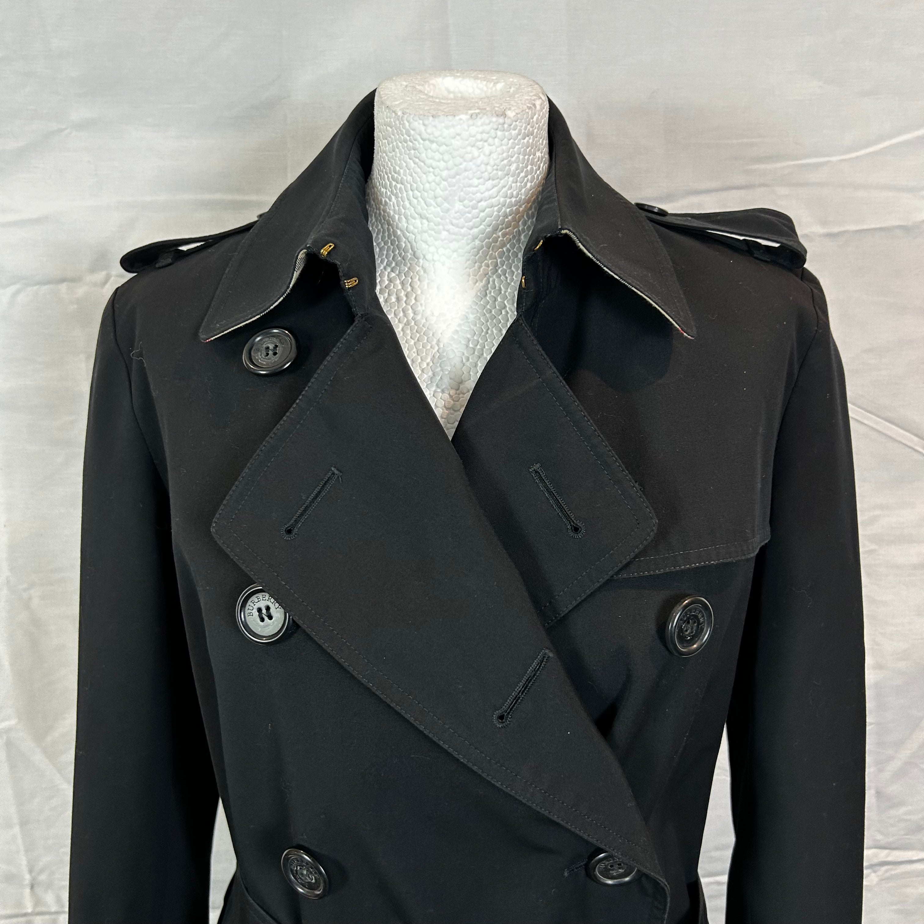 Burberry Black Short Trench Coat M