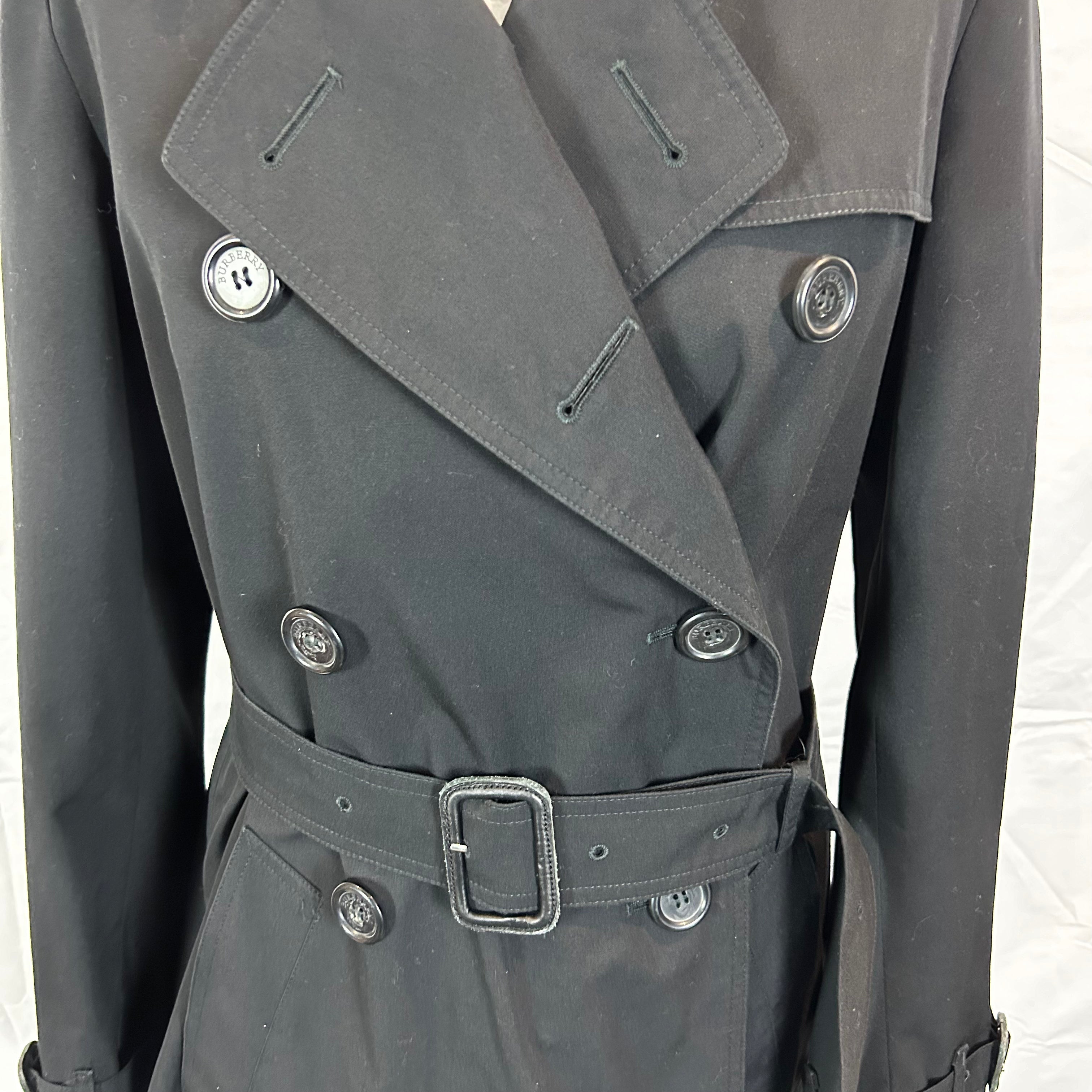 Burberry Black Short Trench Coat M