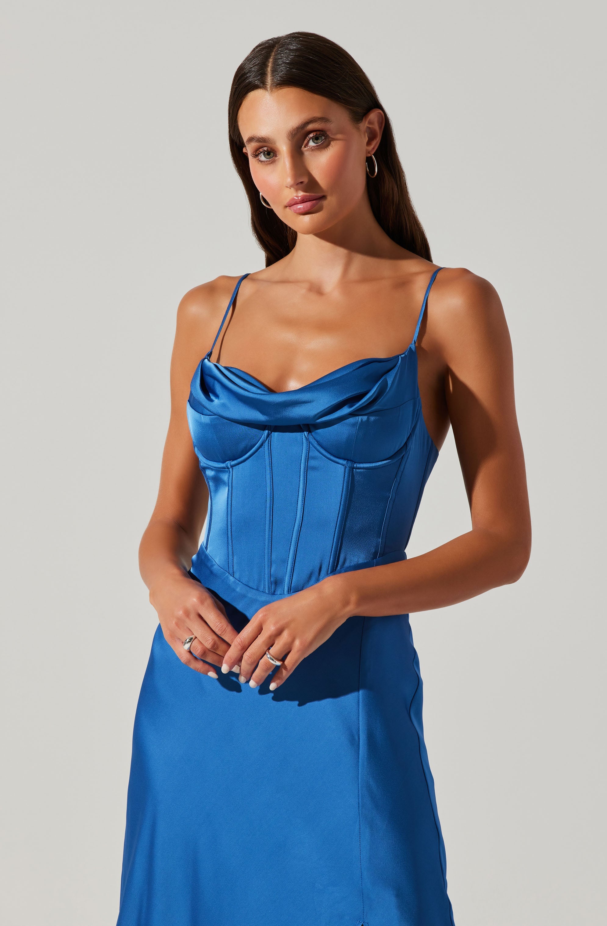 Cannes Satin Bustier Maxi Dress - Buy Online Now.