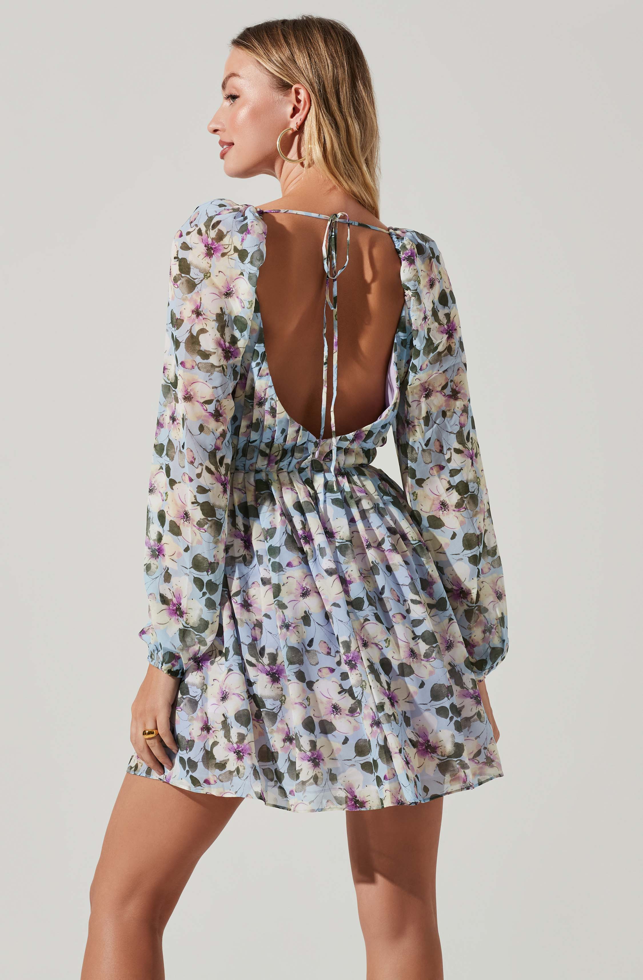 Carina Floral Mini Dress with Open Back