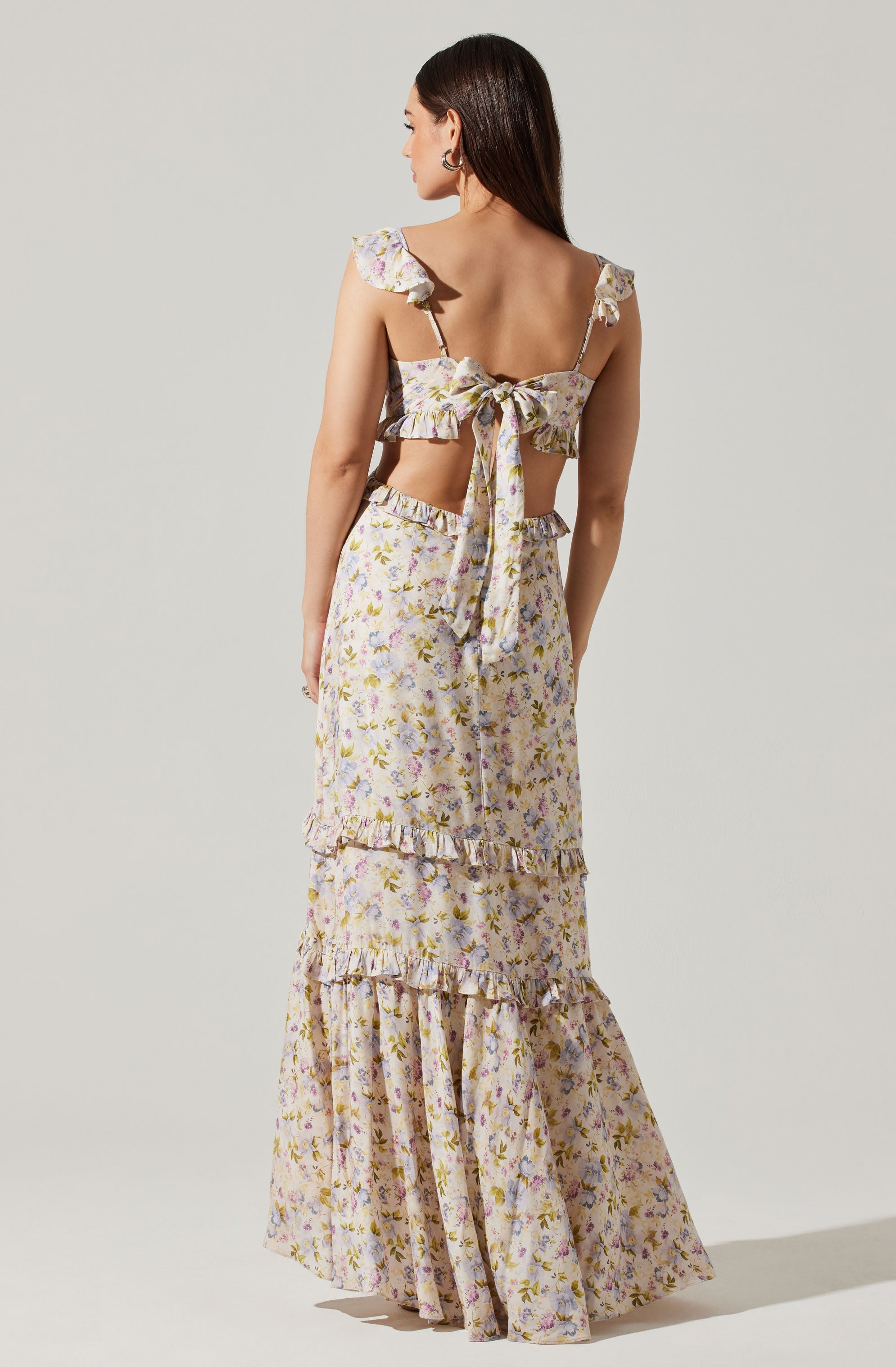 Cassis Floral Maxi Dress with Ruffle Hem