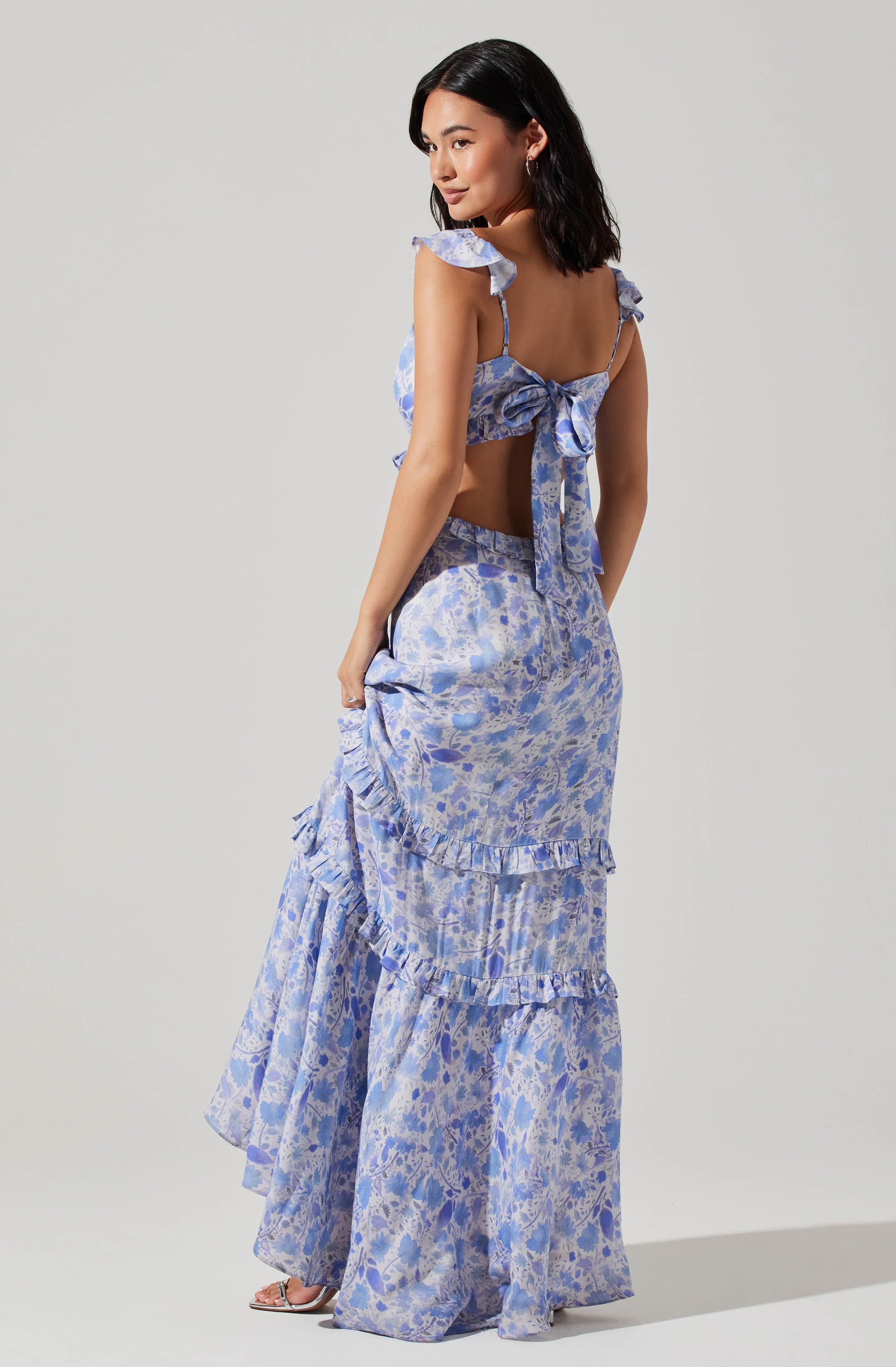 Cassis Floral Maxi Dress with Ruffle Hem