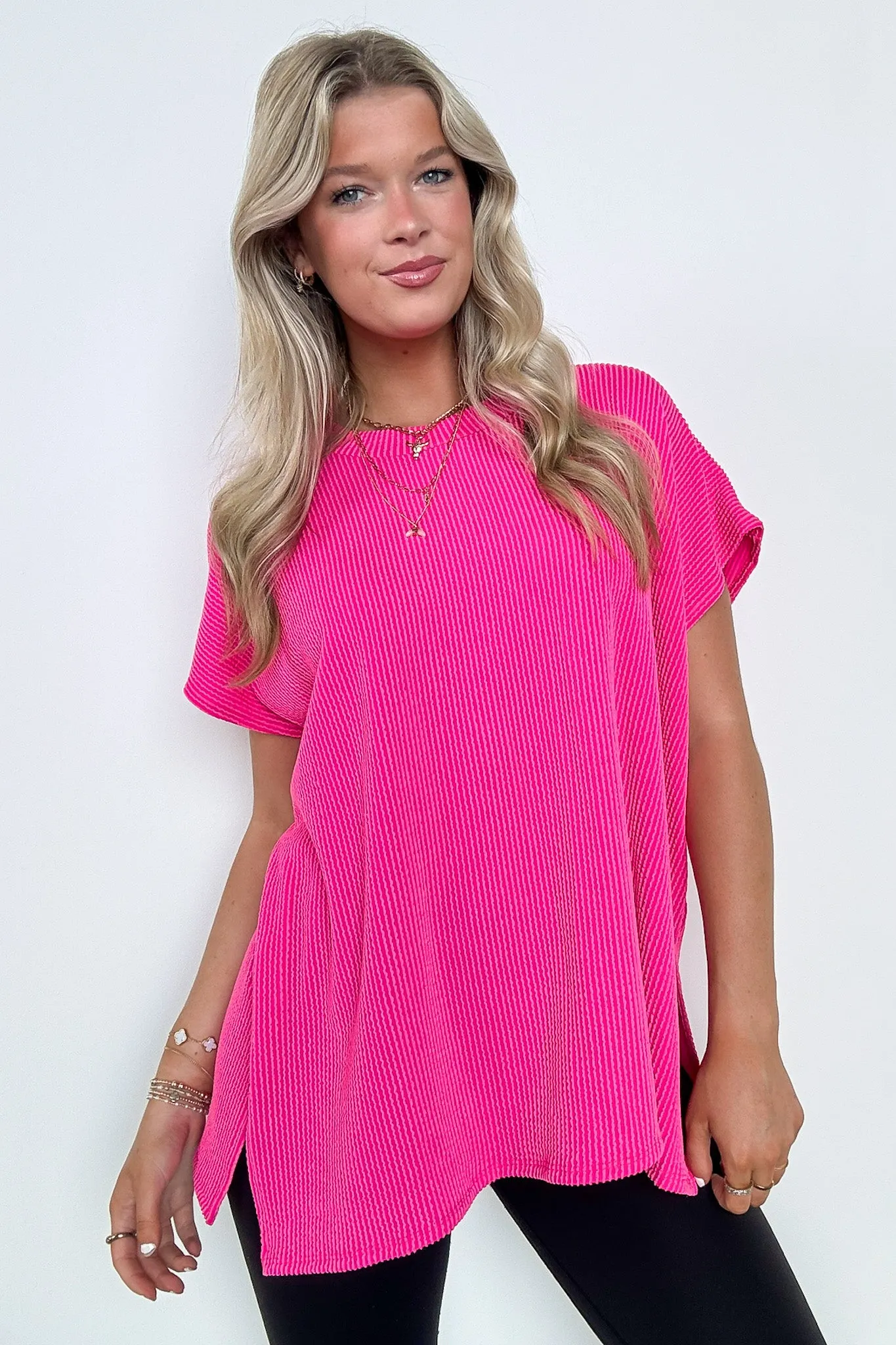 Casual Short Sleeve Tunic Top - BACK IN STOCK