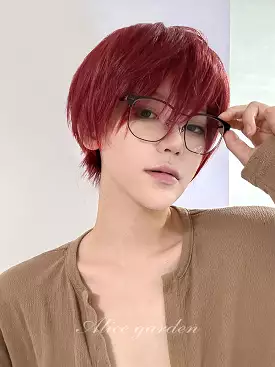 Casual Red Anime Short Wig for Men ON985