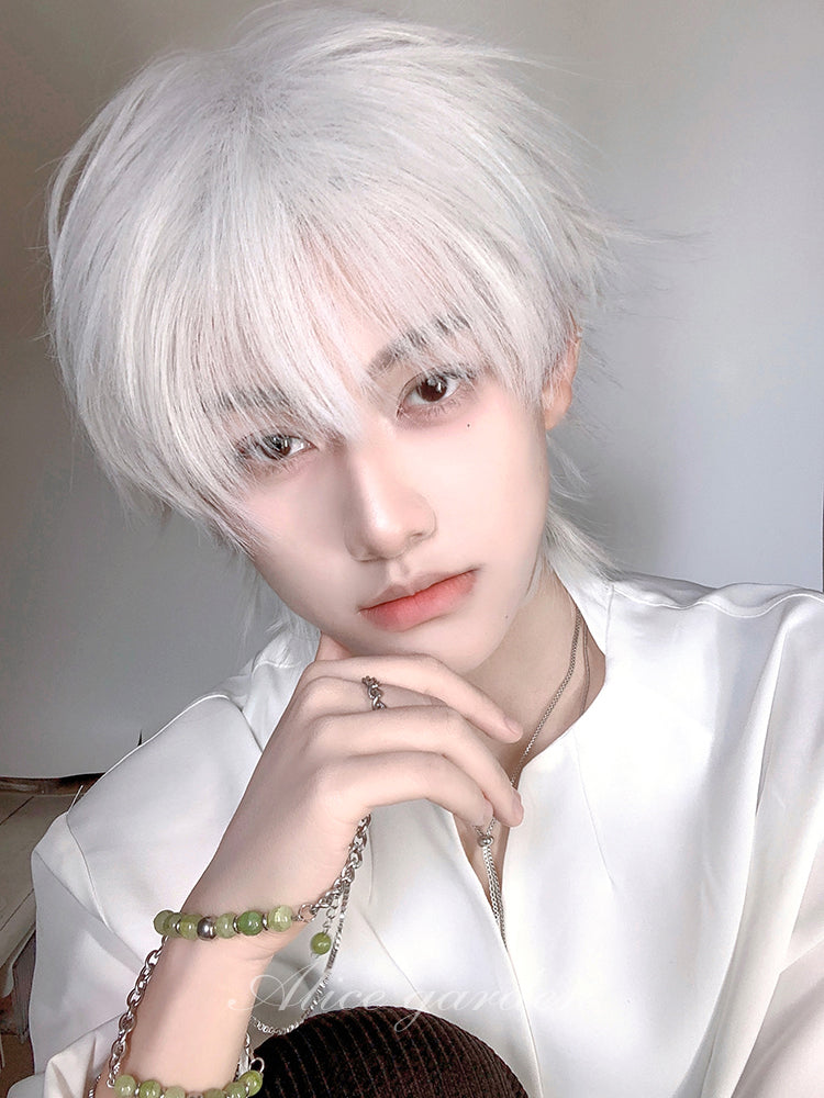 Casual Short White Wig for Men ON997