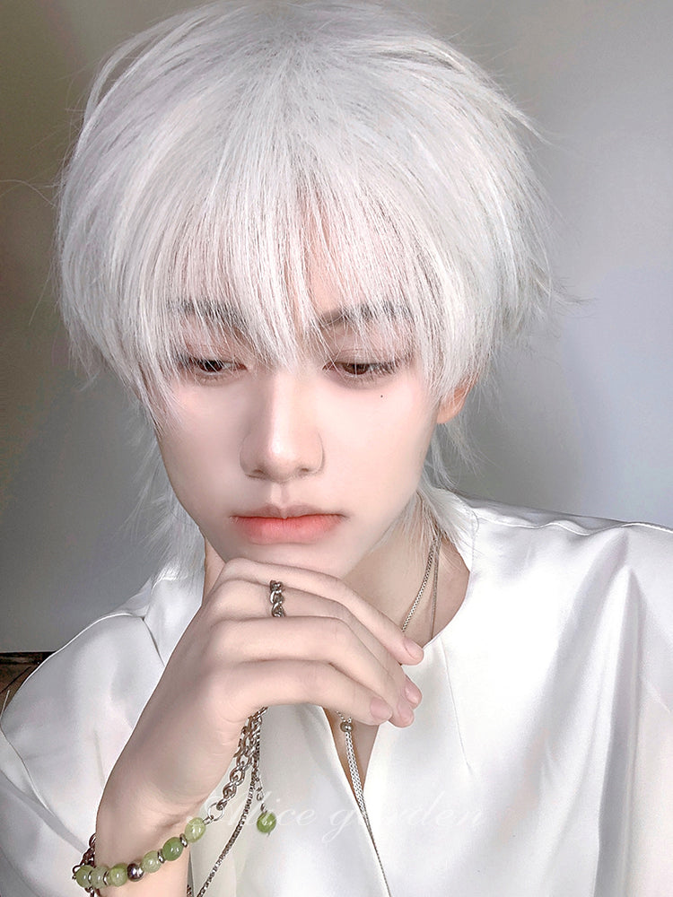 Casual Short White Wig for Men ON997