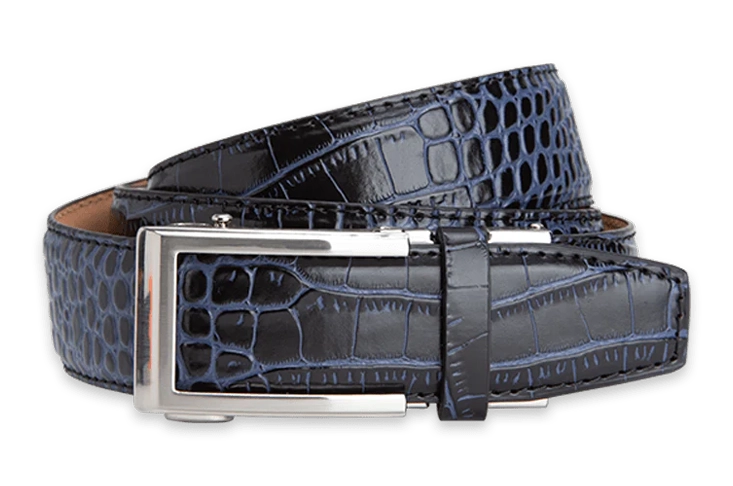 Cayman Black and Blue Dress Belt, 1 3/8 inch Strap | Shop Now