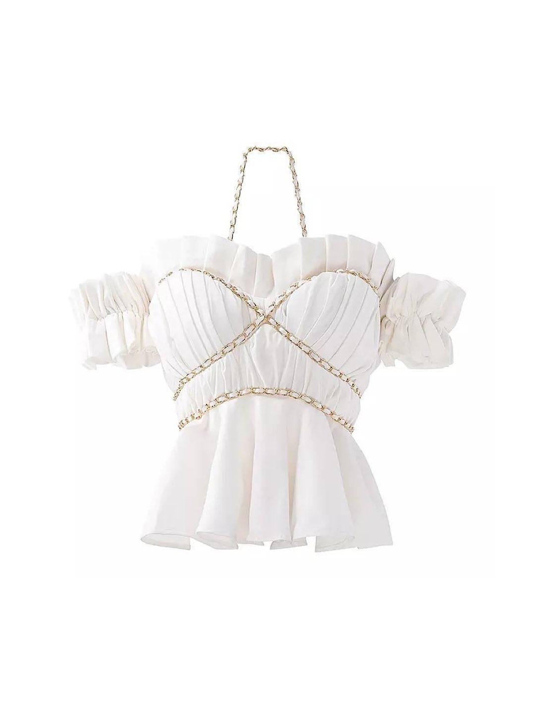 Chain Pleated Bustier Top