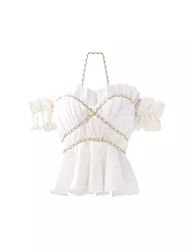 Chain Pleated Bustier Top