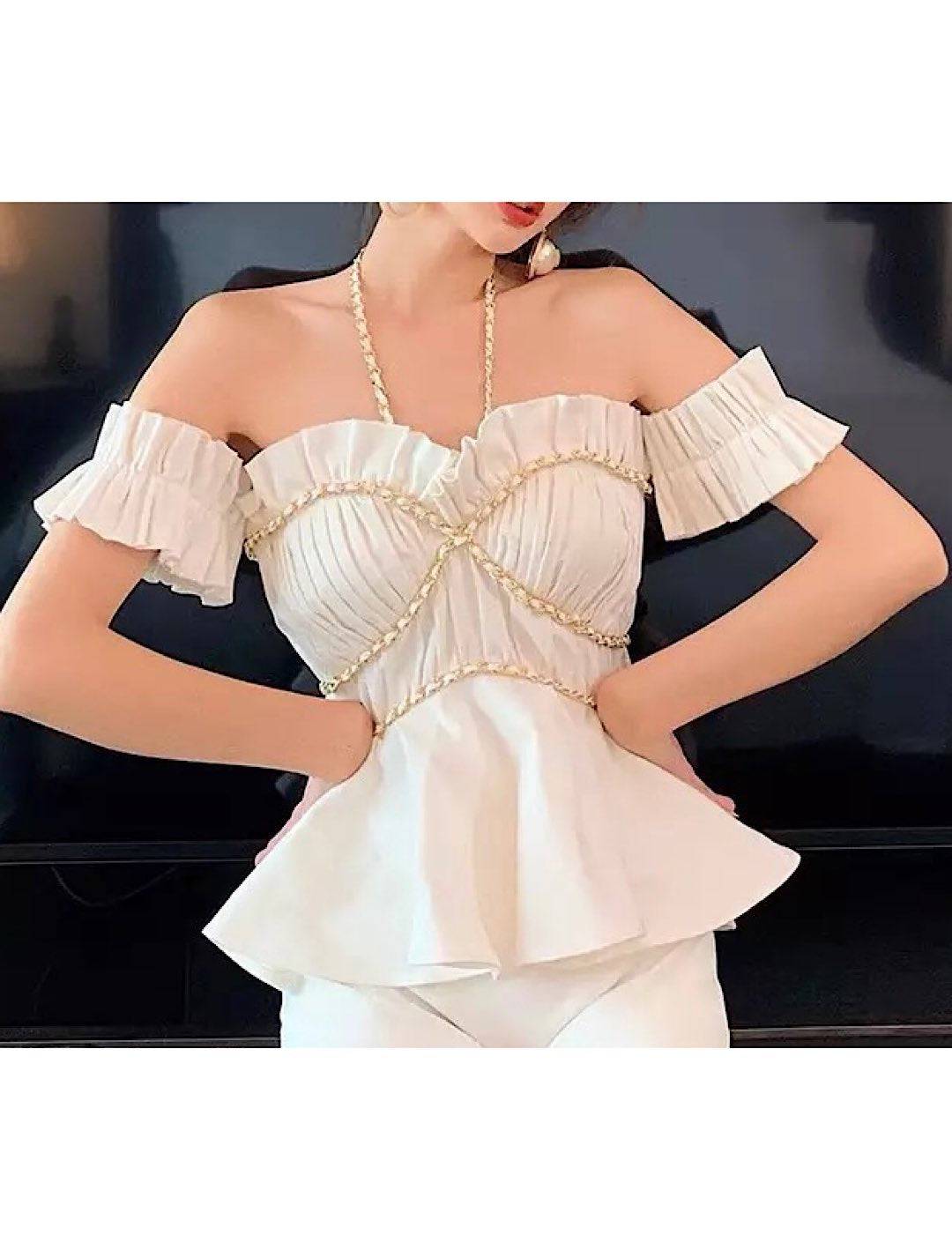 Chain Pleated Bustier Top