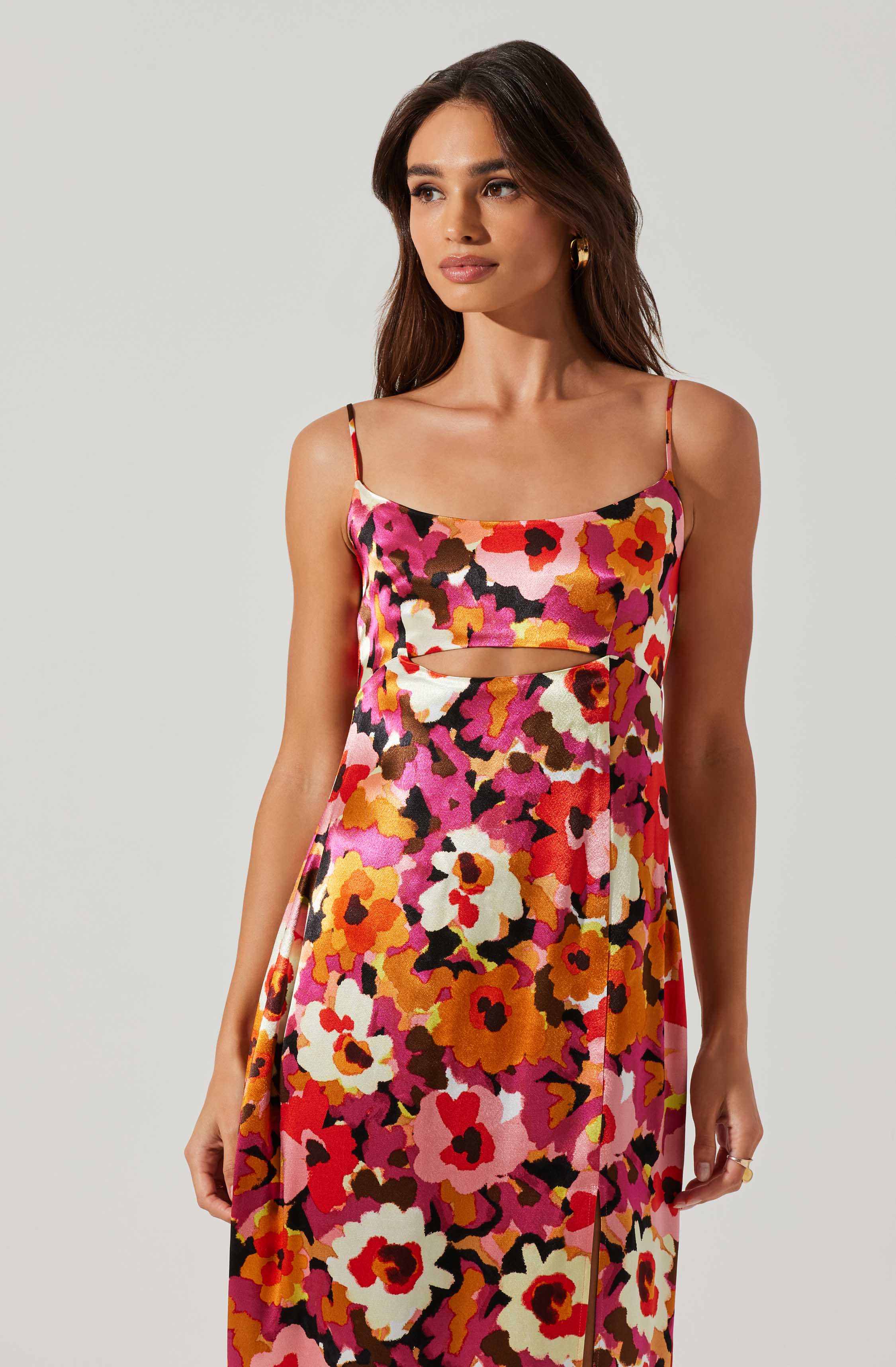 Chelsi Satin Floral Midi Dress