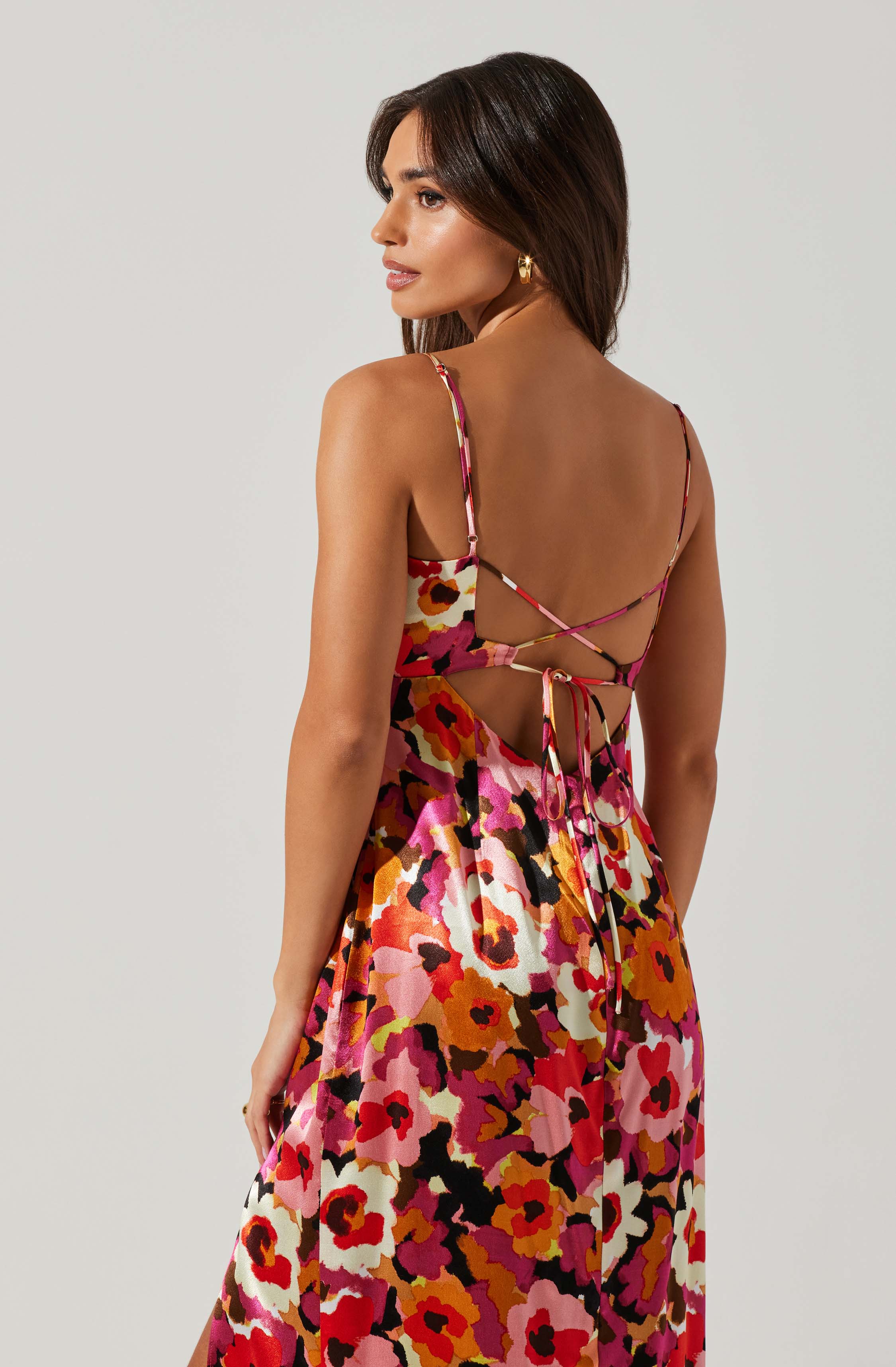 Chelsi Satin Floral Midi Dress