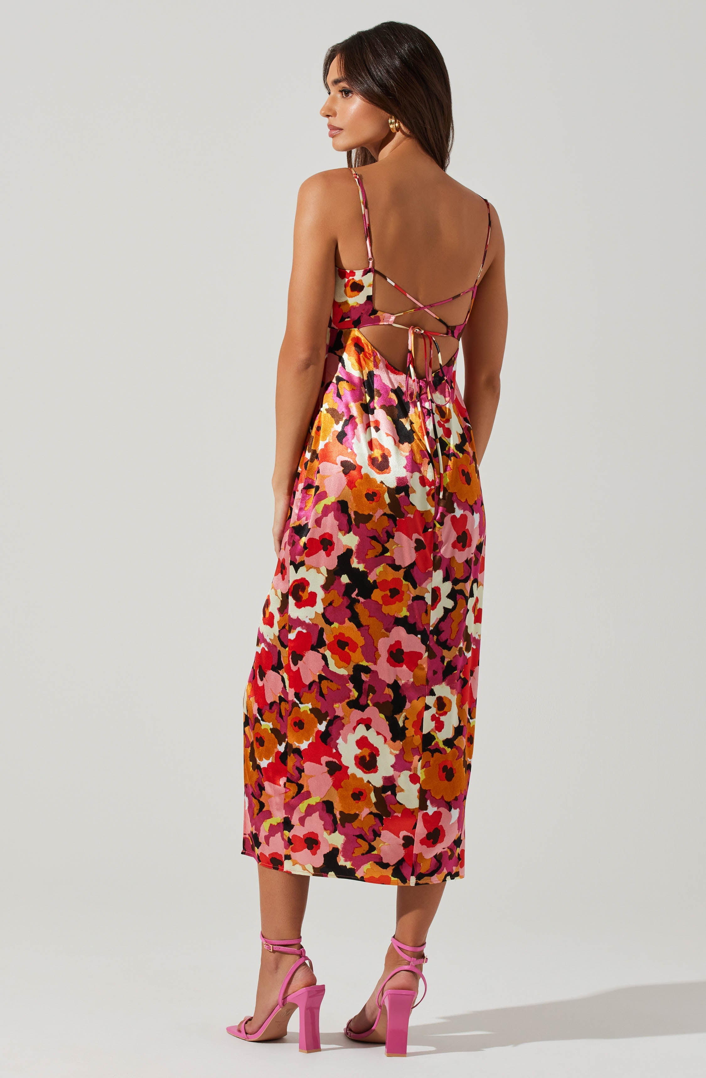 Chelsi Satin Floral Midi Dress