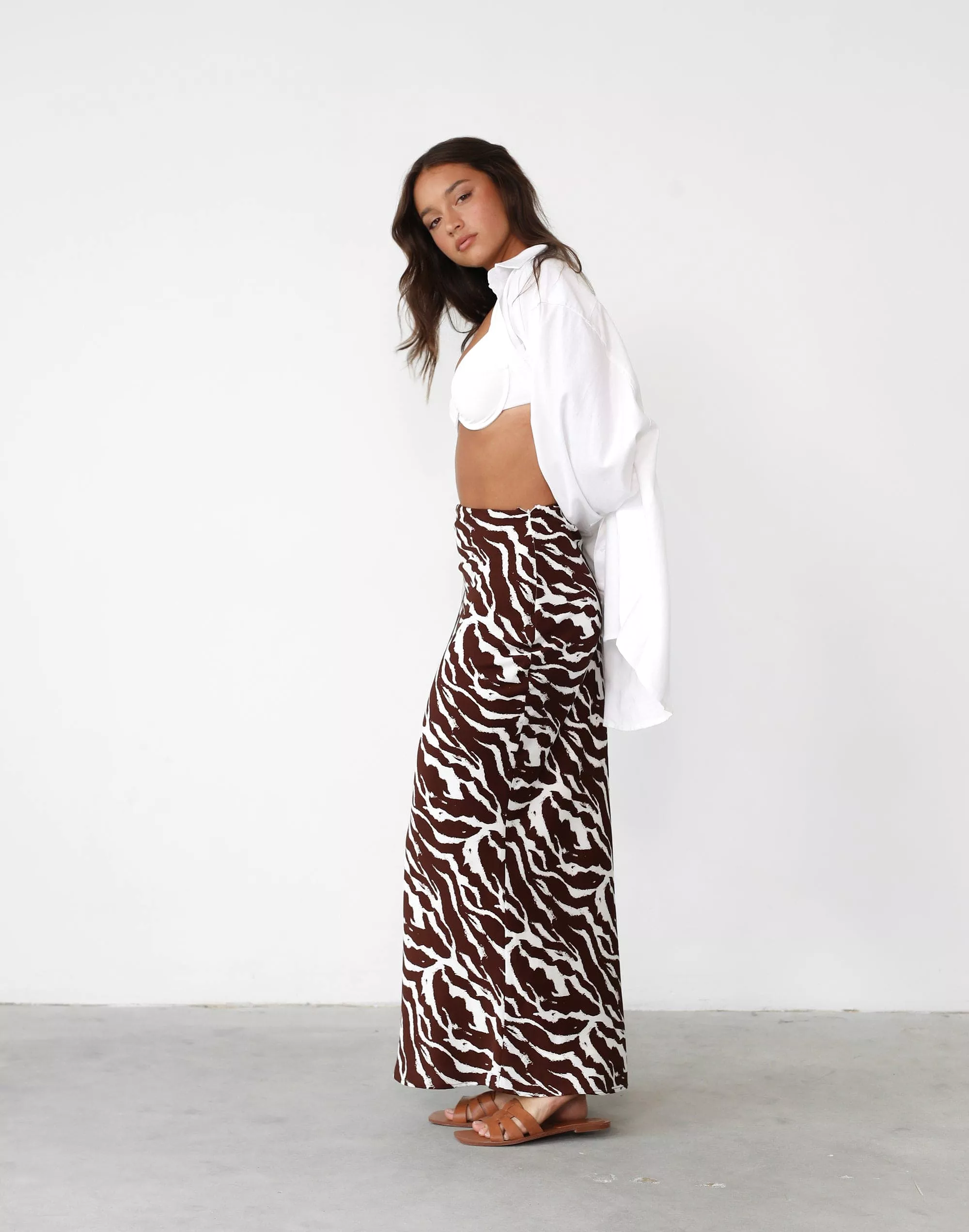 Choc Marble Print Sye Maxi Skirt