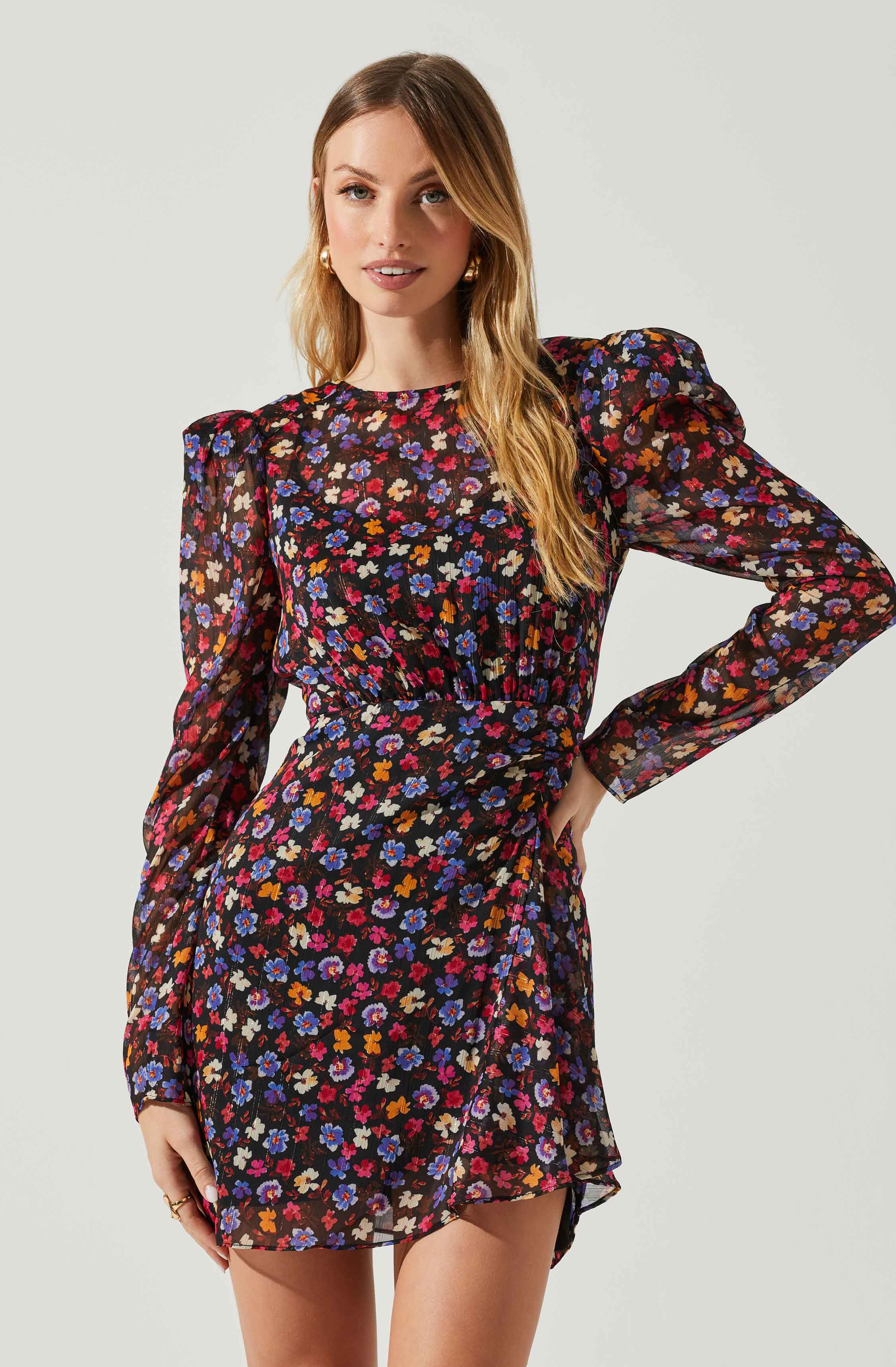 Cindy Long Sleeve Floral Mini Dress - Buy Now!