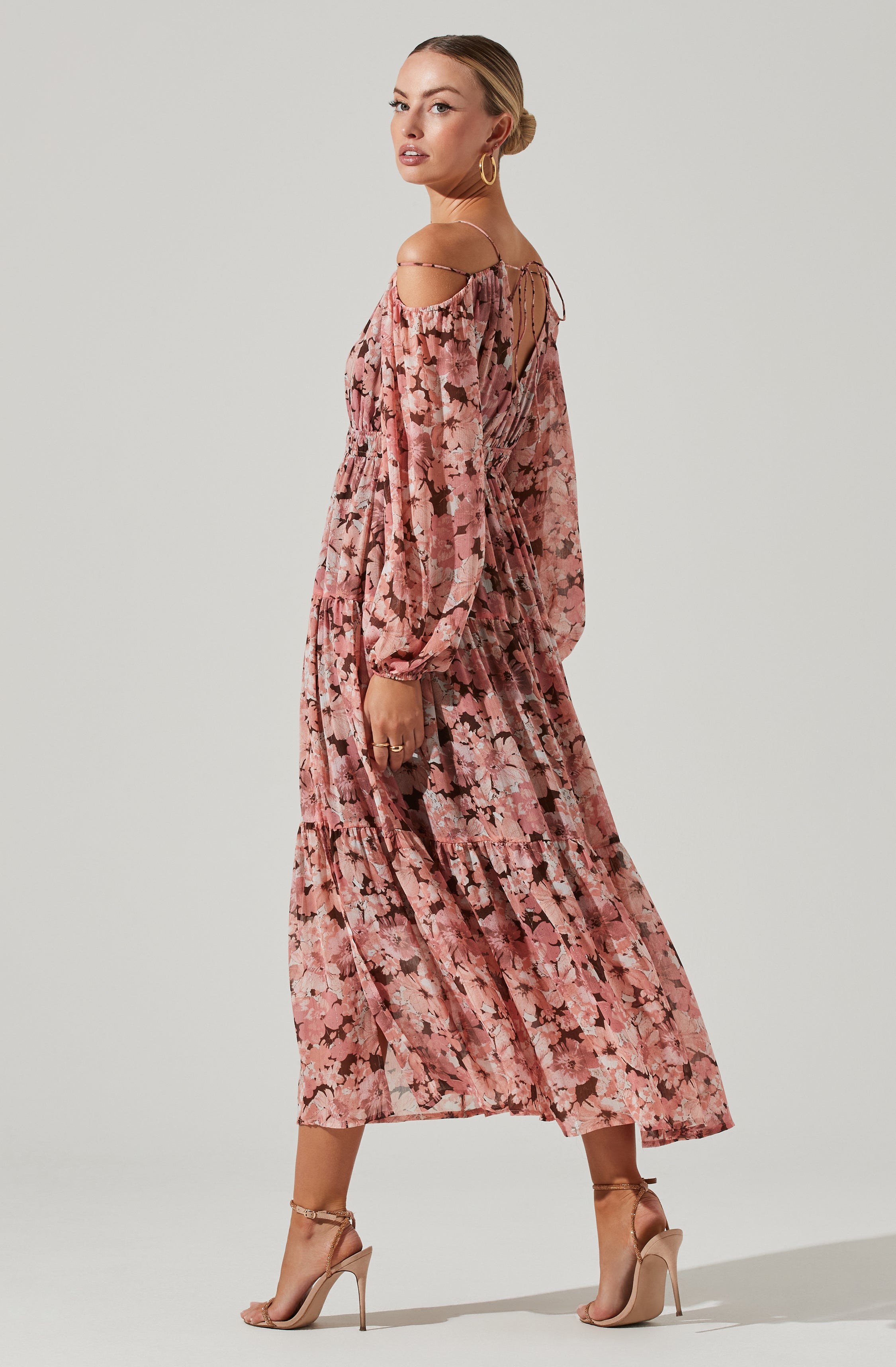 Ciri Midi Dress - Floral Print - Cold Shoulder - SEO result: Shop Now.