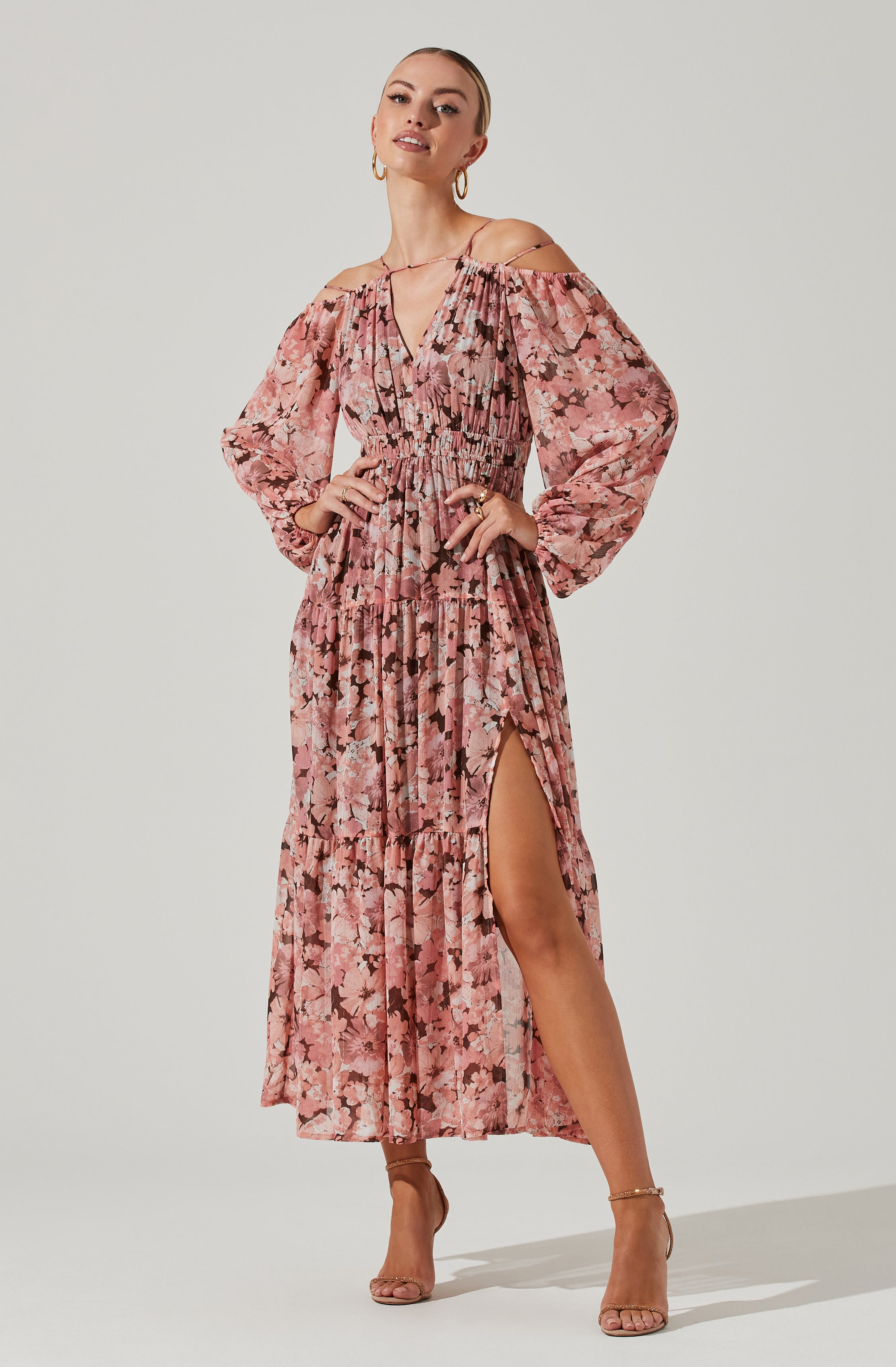 Ciri Midi Dress - Floral Print - Cold Shoulder - SEO result: Shop Now.