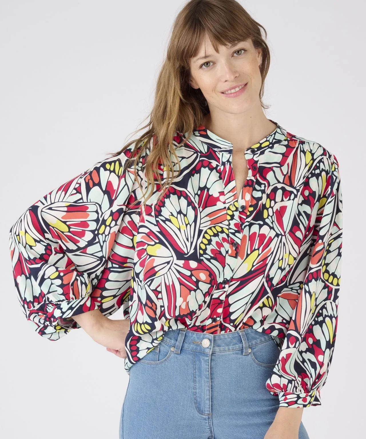 Trendy Balloon Sleeve Printed Blouse by Climatyl