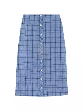 Cobalt Blue Check Midi Skirt - Checkered Blue Skirt - Midi Skirt - Blue Checkered Skirt - Cobalt Blue Skirt