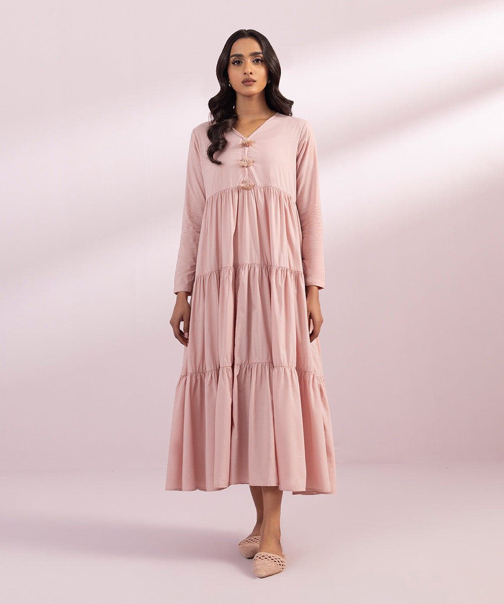 Cotton Viscose Tiered Dress