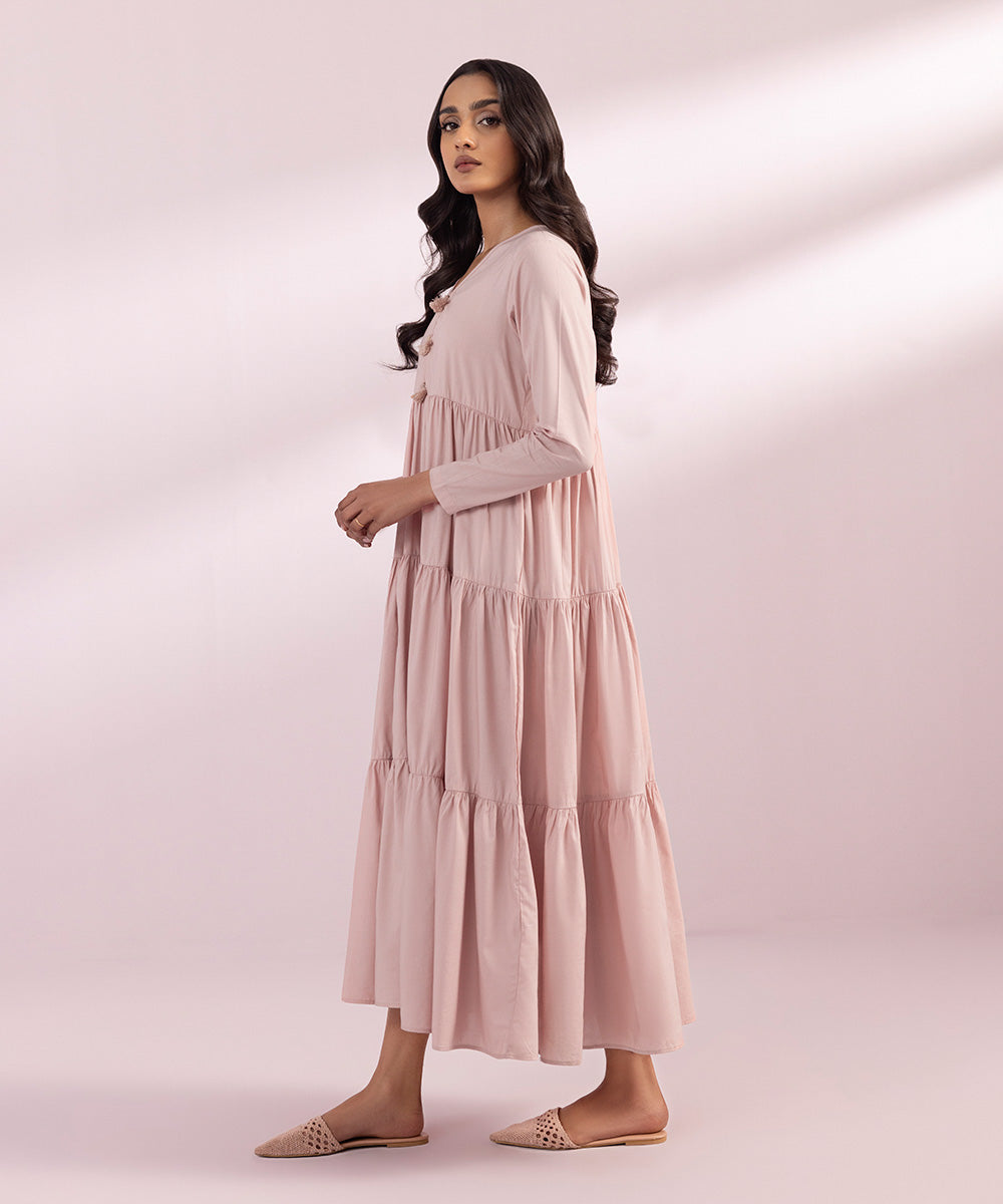 Cotton Viscose Tiered Dress