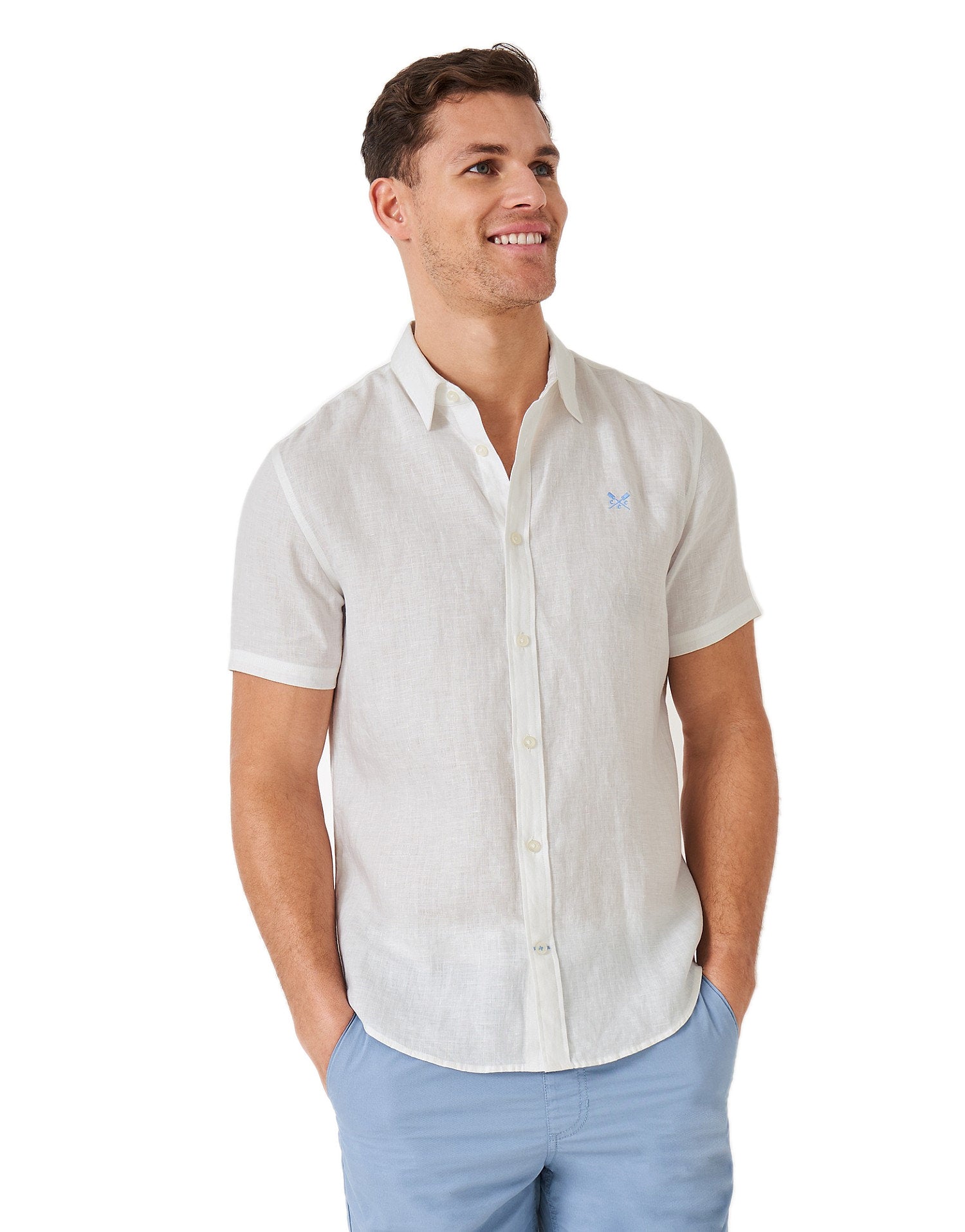 Crew Clothing Men's Linen Shirt - Short Sleeve