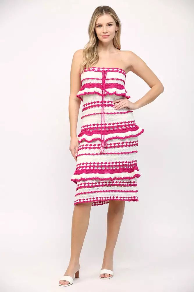 Crochet Ruffle Midi Dress