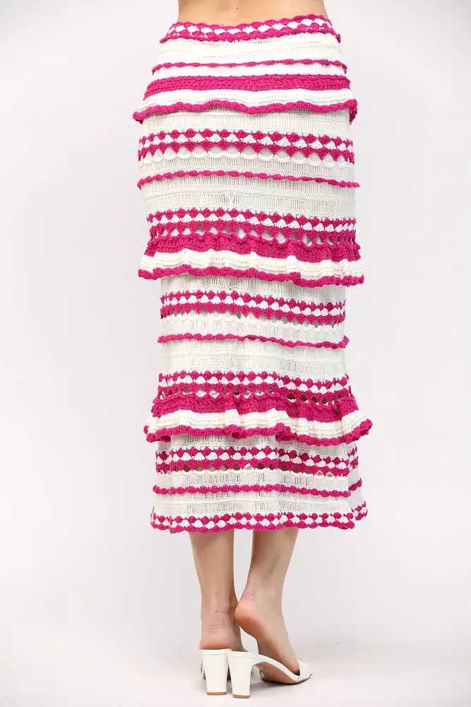 Crochet Ruffle Midi Dress