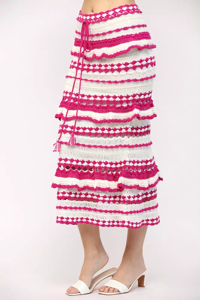 Crochet Ruffle Midi Dress