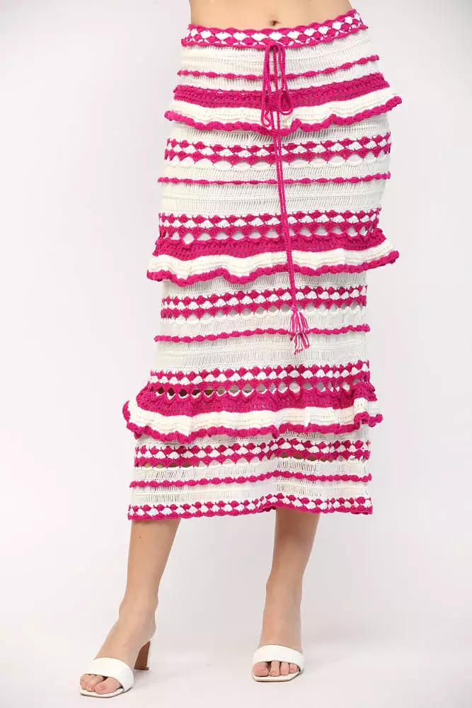 Crochet Ruffle Midi Dress