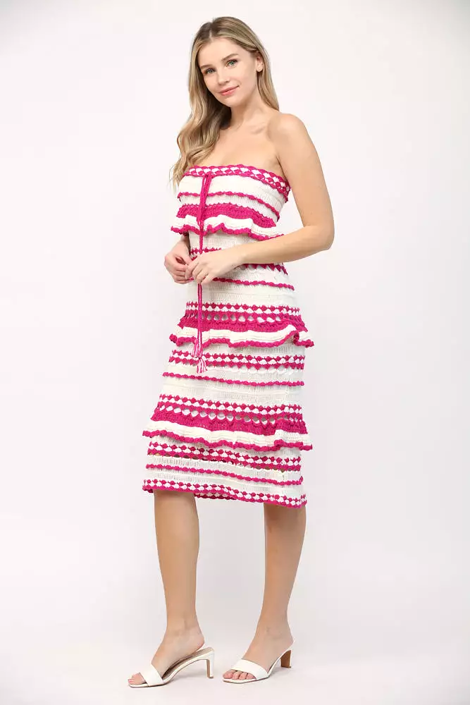 Crochet Ruffle Midi Dress