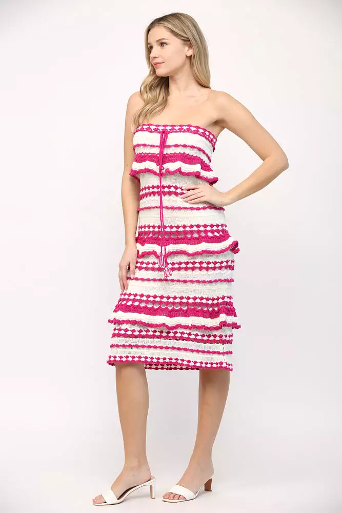 Crochet Ruffle Midi Dress