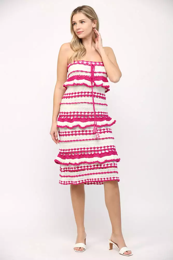 Crochet Ruffle Midi Dress