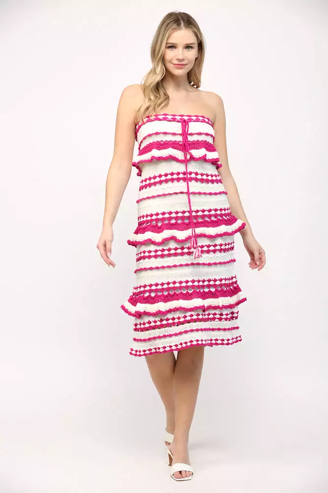 Crochet Ruffle Midi Dress