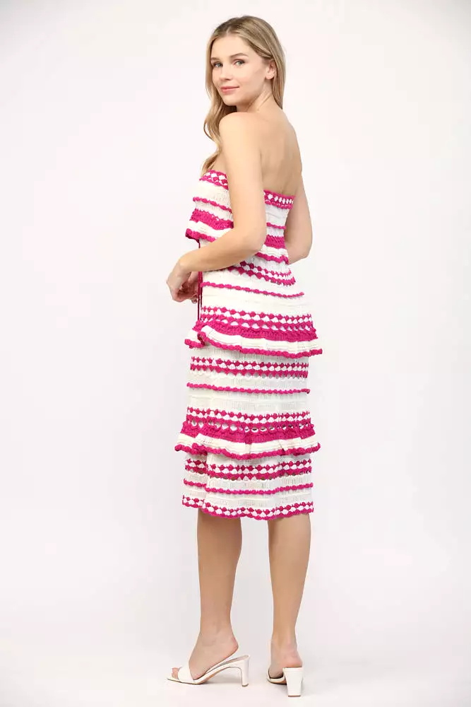 Crochet Ruffle Midi Dress