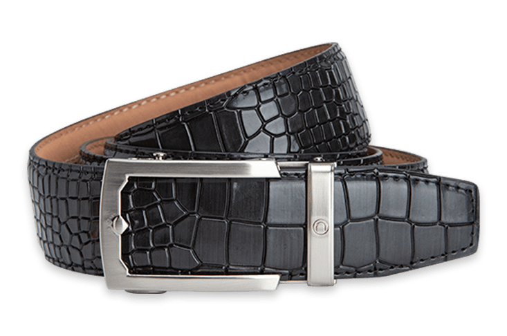 Crocodile Black Dress Belt - 38mm Strap