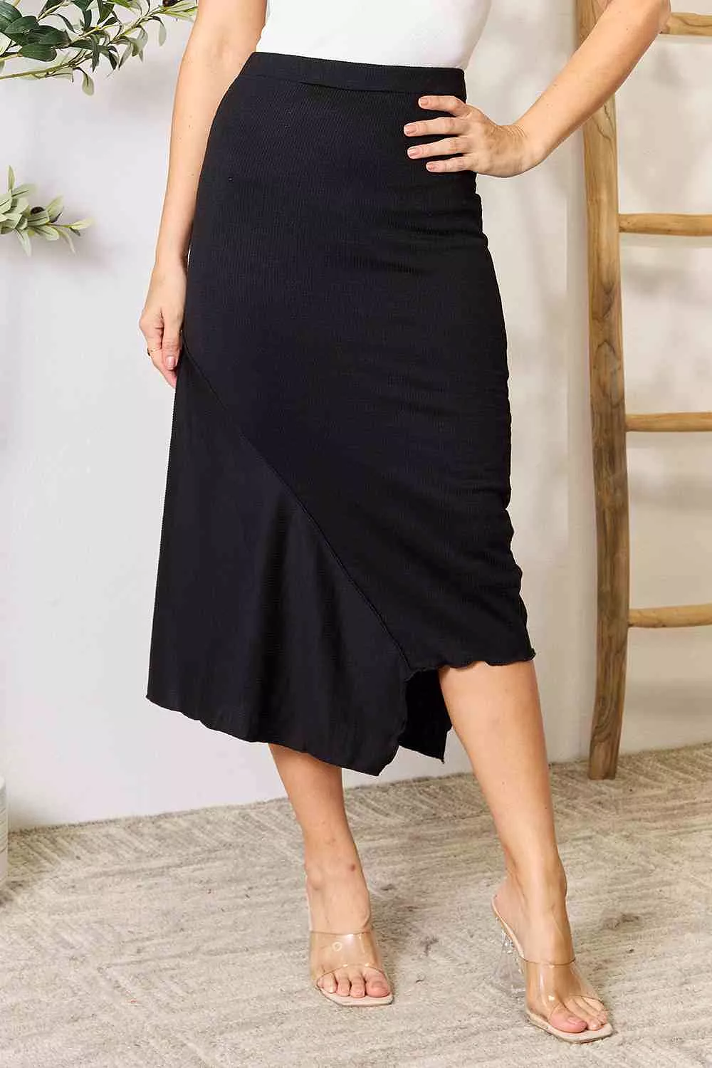 Culture Code Full Size High Waist Midi Skirt - High waist midi skirt for women, available in full sizes