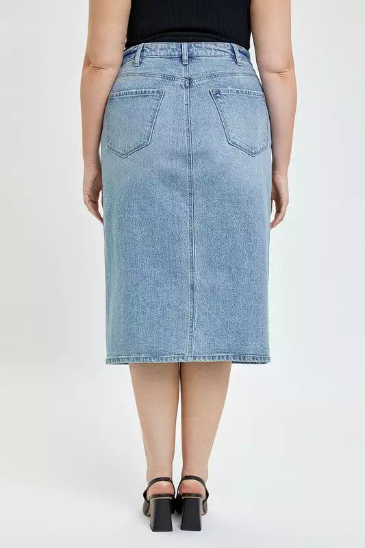 Curvy Denim Midi Skirt